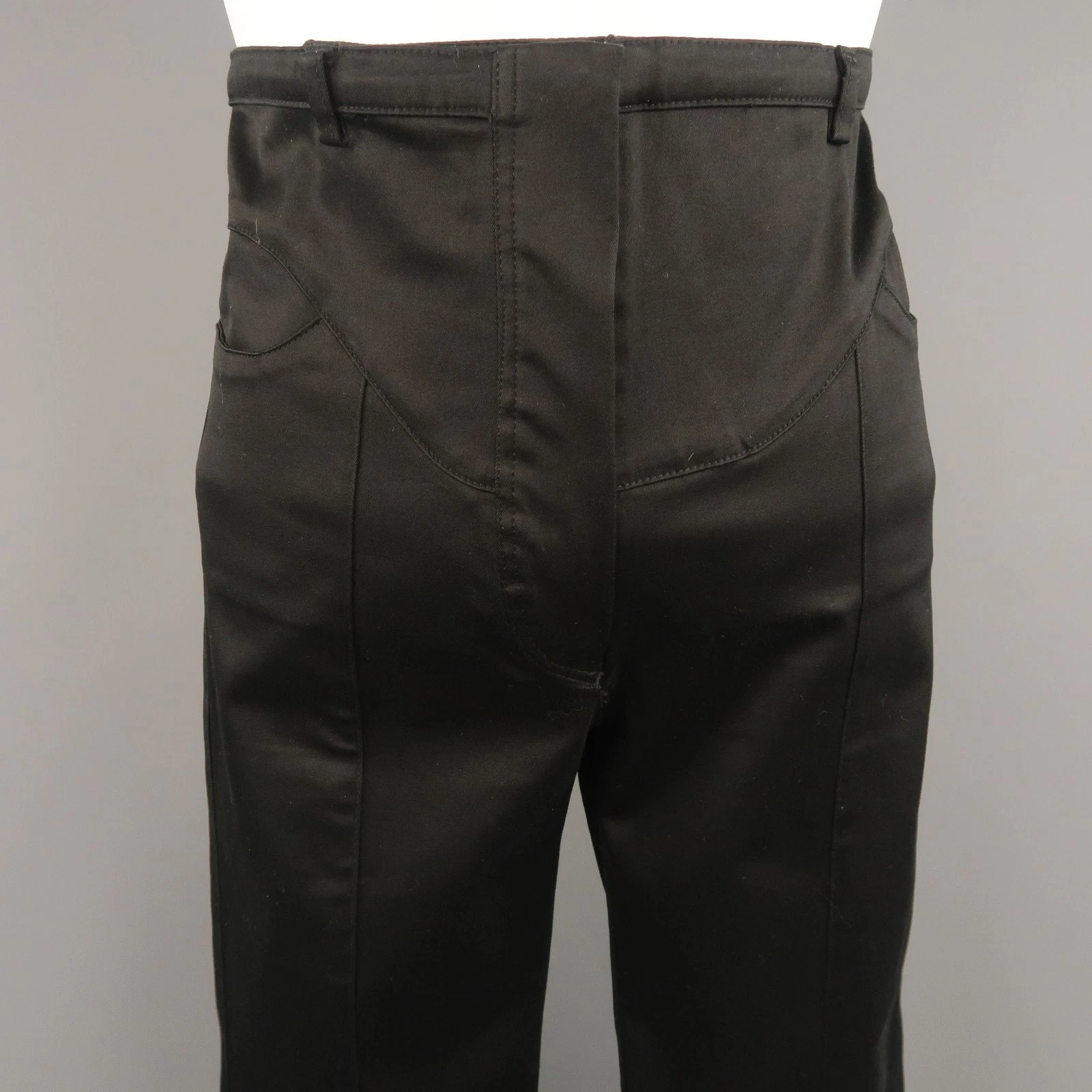 Pantaloni abiti da moto neri Balenciaga taglia US 4 cotone alto