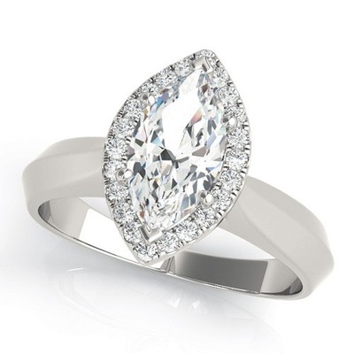 Top Qualität! 2 kt DE/VS Lab Grown Marquise Diamant Halo Verlobungsring Platin