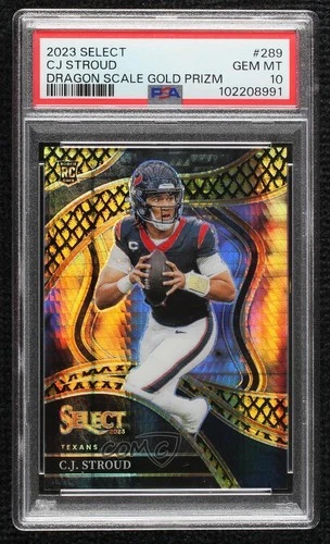 2023 Select Club Level Gold Dragon Scale Prizm 5/10 CJ Stroud PSA 10 Rookie RC