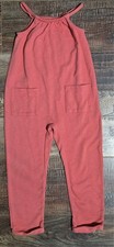 Old Navy Toddler Girls Size 4T Coral Pink Slub Knit Tank Jumpsuit Romper Pocket