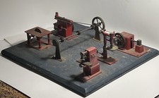 Vintage 1950 RARE BLUE Jensen Model 100 Workshop Steam Engine Toy Tool Set Belts