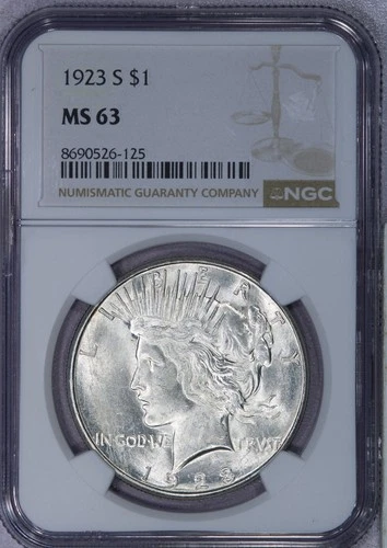 1923 S Peace Dollar $1 NGC MS63