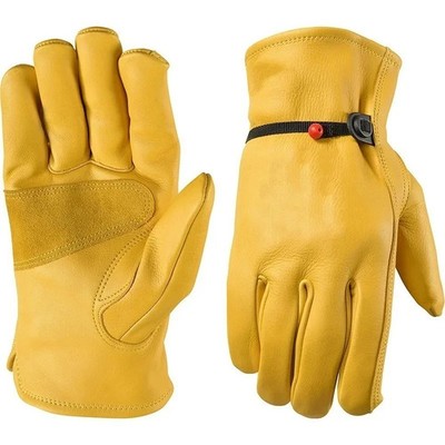 One Pair Wells Lamont Men's Leather Work Gloves Cowhide Leather, NEW