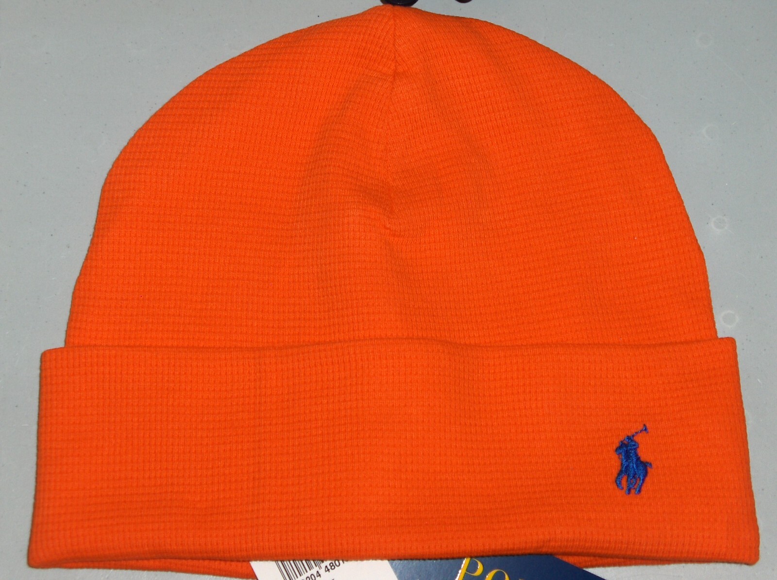 POLO RALPH LAUREN Cappello Uomo Cotone Termico Pony Beanie Berretto Sci ARANCIONE Nuovo con etichette