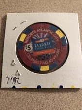 $5 resorts international 40th anniversary 1 casino chip atlantic city 