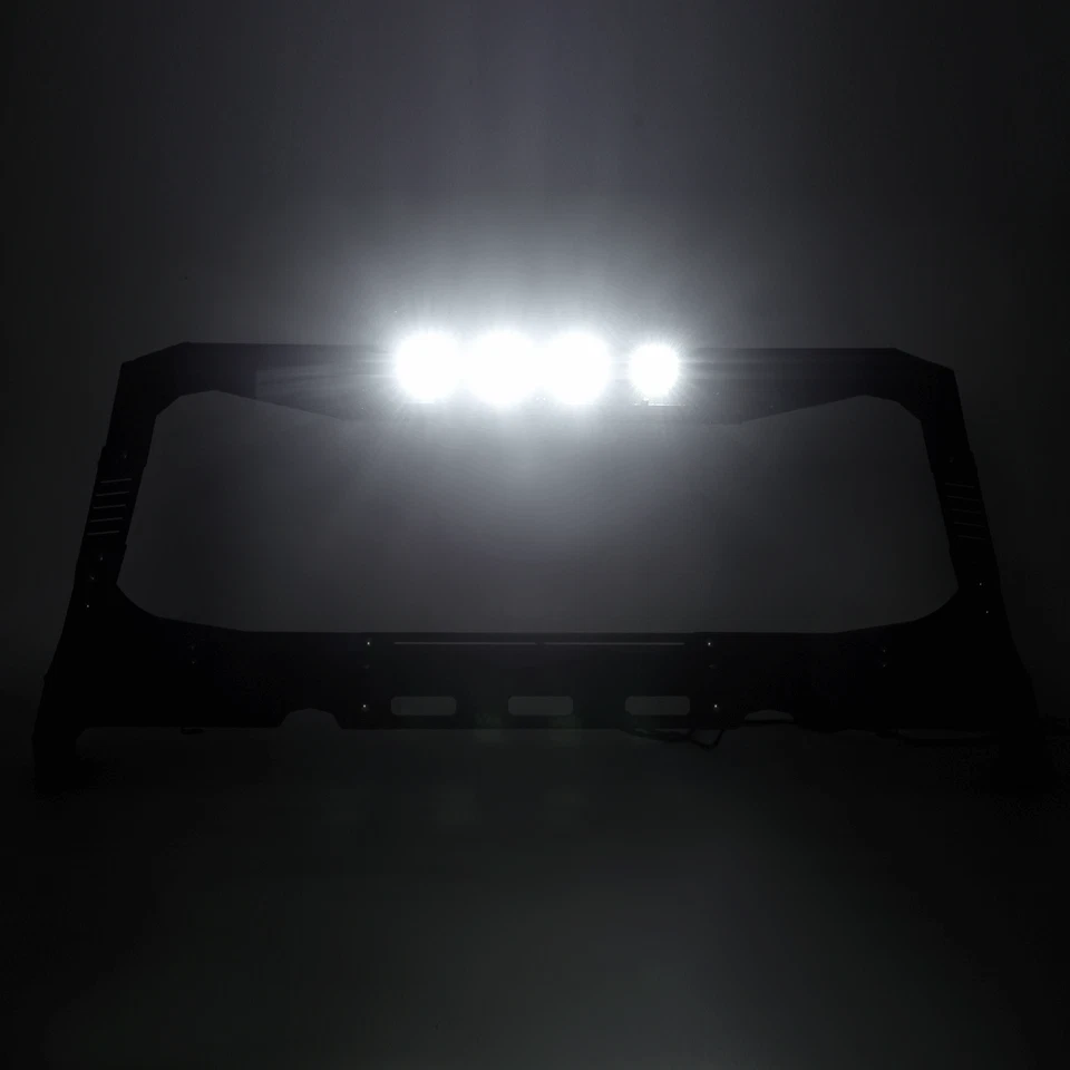 For Jeep Wrangler JK 2007-18 Steel Armor Windshield Frame Cover Visor Cowl w/LED Foto 4 de 4