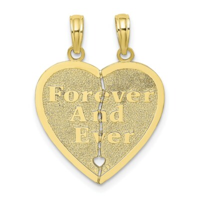 10k Yellow Gold Forever and Ever 2 Piece Break-a-part Heart Pendant
