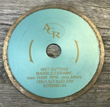 6 inch Continuous Rim Marble/Ceramic Diamond Blade (6CRBMC-04)