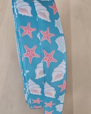 5/8 7/8" 1 YD Seashell  Starfish Grosgrain Ribbon Shells Ocean Beach Ribbon