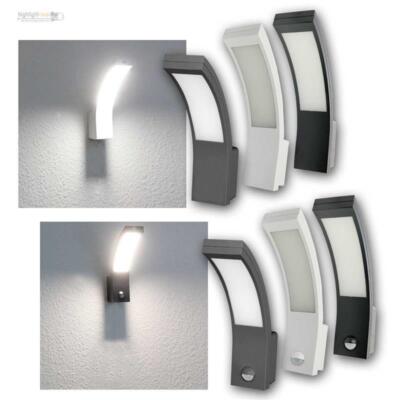moderne LED Aussen-Wand-Leuchte als Bogen 10W 750lm mit IR Bewegungsmelder 230V