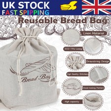 2 x Reusable Bread Bags For Homemade Bread & Sourdough - Linen TPU Lined Bag New