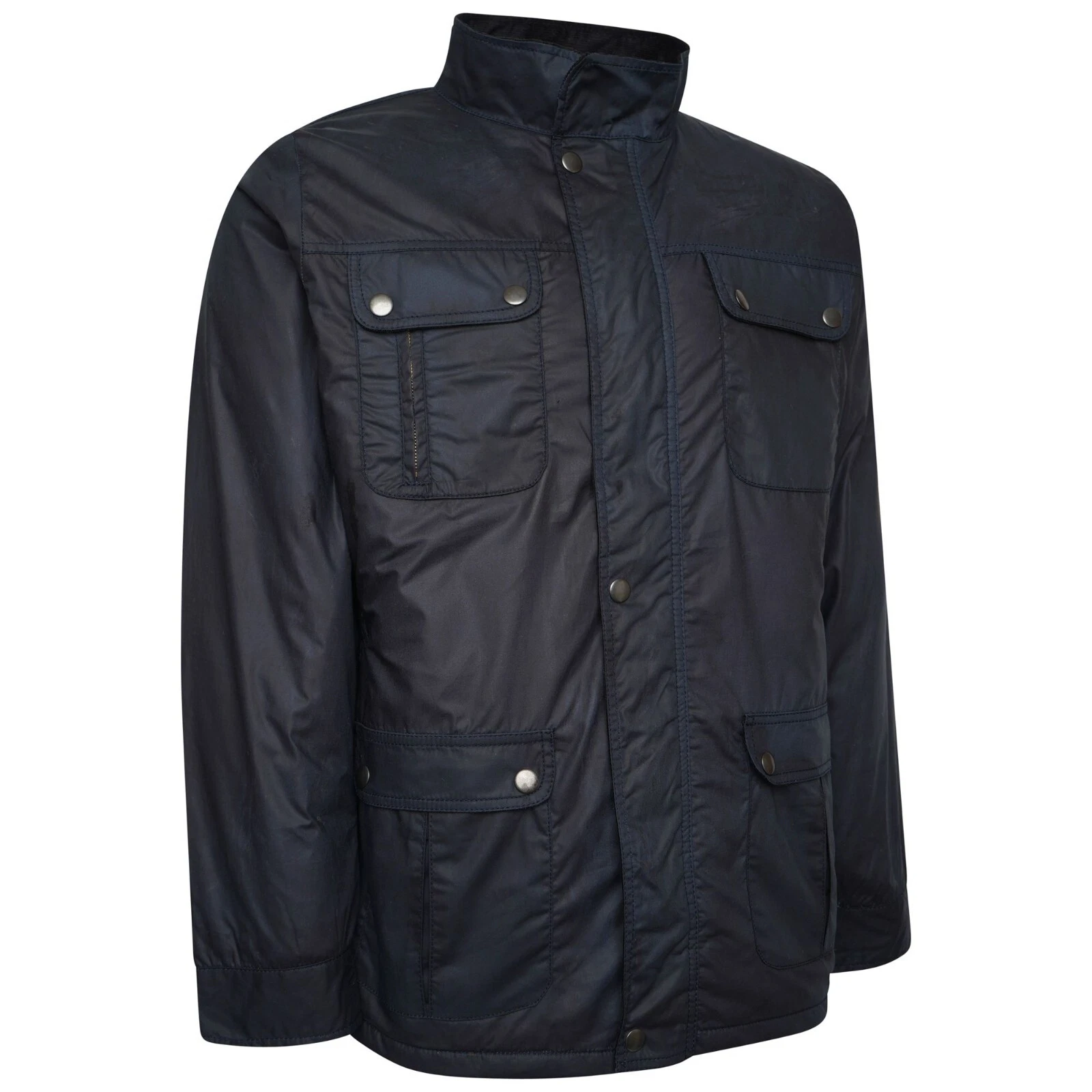 Men's Wax Biker Style Jacket Water-Resistant Jacket NAVY RRP £129.99 M-3X