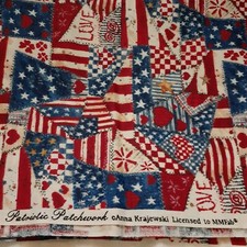 Cotton Sewing Fabric Patriotic Patchwork 4th of July Love Quilt Craft 3.5 yds