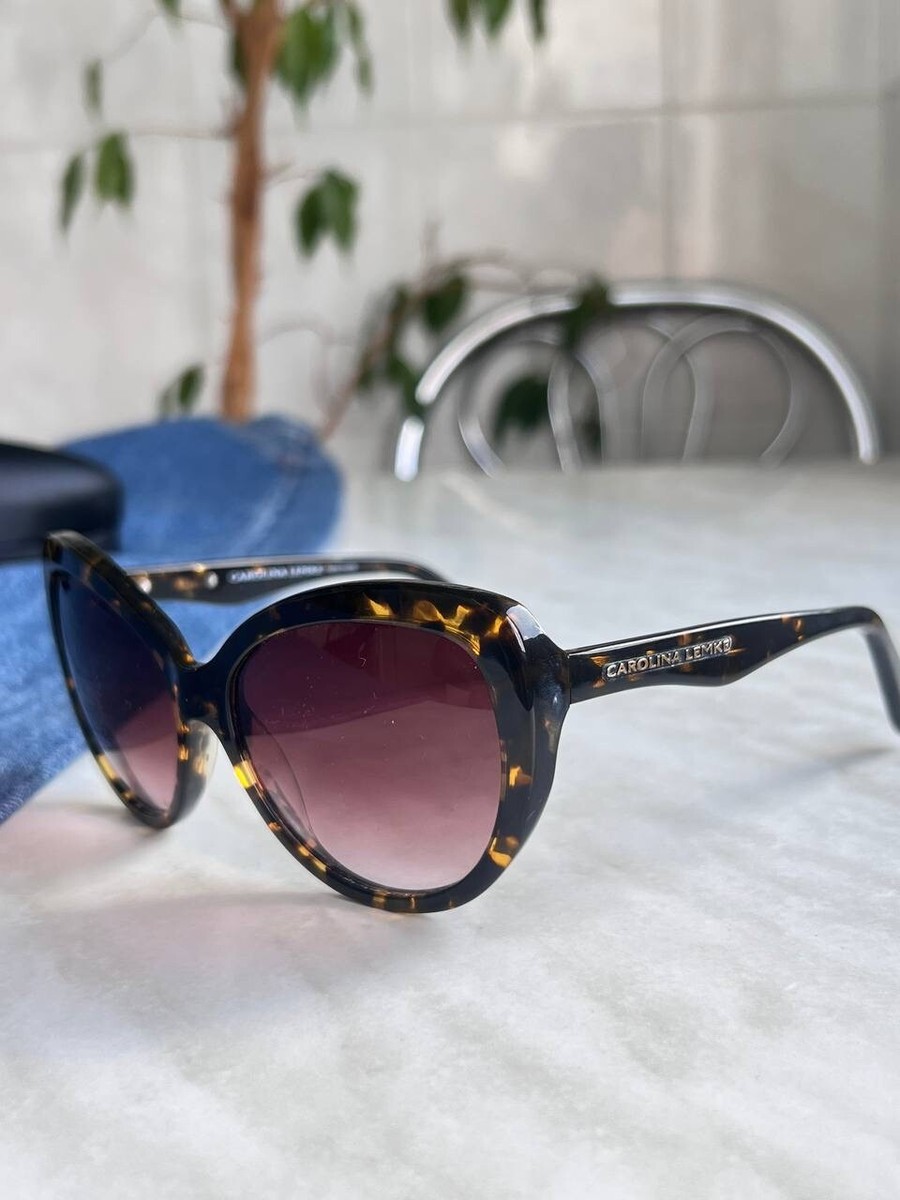 Carolina Lemke Black Leopard Frame Cat Eye Sunglasses And  display picture 1