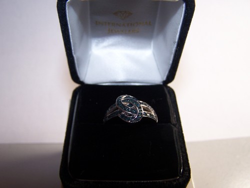 NEW CHUCK CLEMENCY 90 BLUE DIAMOND STERLING SILVER COCKTAIL RING 5 1/2 SIGNED - Picture 2 of 9
