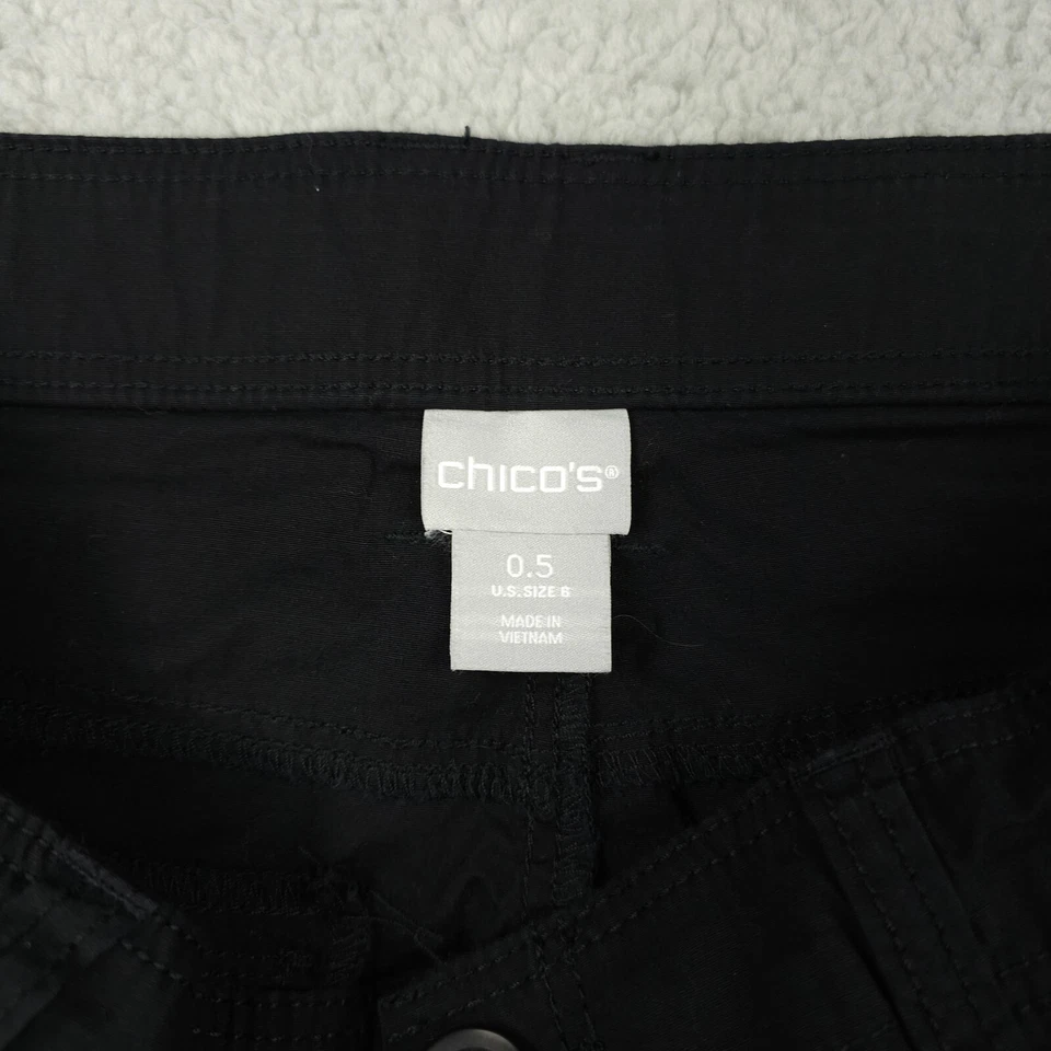 Pantalones Cortos Chicos Para Mujer 0.5 US 6 Negros Convertibles Popelina Carga Elastizados Informales 9.5" Foto 2 de 4