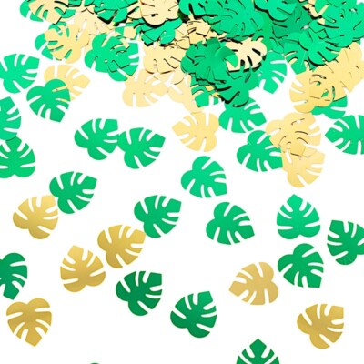15 grams Metallic Green Gold Tropical Leaves CONFETTI Party Events Decorations