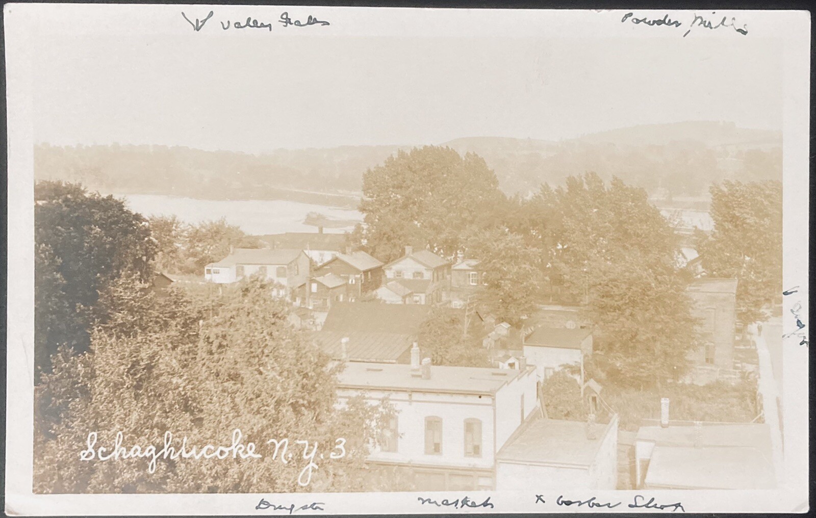 SCHAGHTICOKE, NY. C.1920 RPPC.(N28)AERIAL VIEW OF TOWN eBay