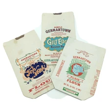 Vtg NOS Milling Flour Bags Top Notch Gilt Edge White Rose Germantown Kentucky