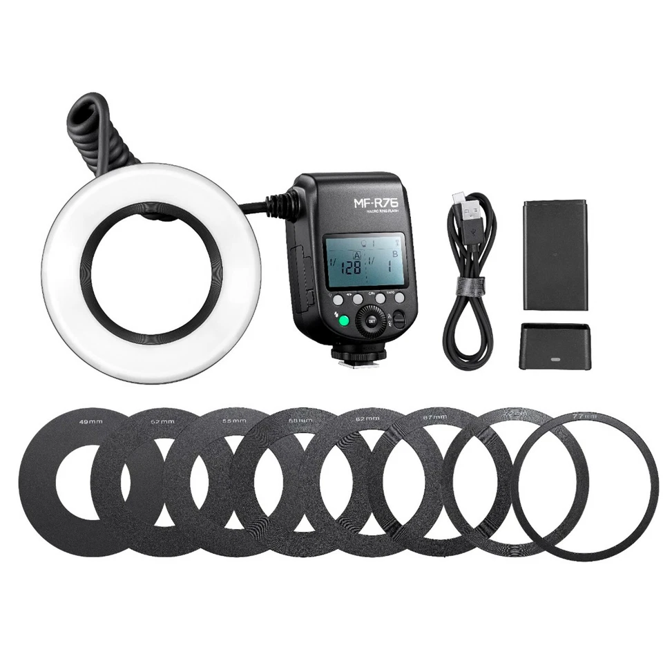 Godox MF-R76 Macro LED Ring Flash Speedlite 76W Dual-Flash Tubes for DSLR Camera - Image 4 of 4