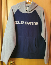 Unisex Old Navy Blue and Gray Hooded Fleece Pullover Size XL