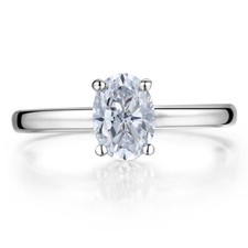 7x5mm Oval Cut 1.3ct Cubic Zirconia Sterling Silver Fine Jewelry Engagement Ring