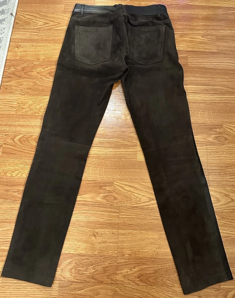 Pantalones de gamuza Vince marrón 100 % cuero genuino talla 0 precio de venta sugerido por el fabricante 1150 USD Foto 4 de 4