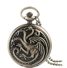 Game of Thrones 3 Headed Dragon Bronze Metal Pendant Pocket Watch