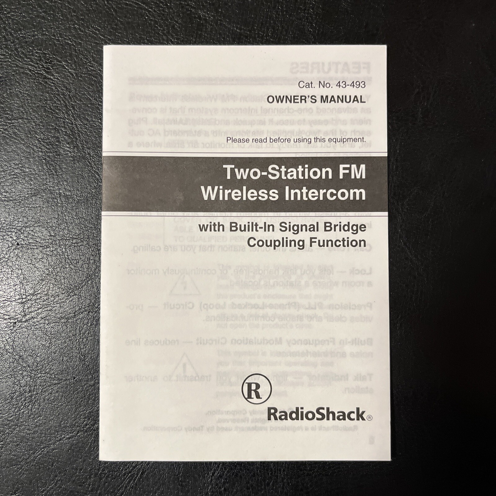 Radio Shack Manual Two-Station FM Wireless Intercom Instructions [M1]