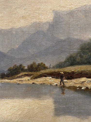 Théodore Lespinasse Tableau Huile Sur Toile Lac De Montagne Vers Grenoble 1888 - Picture 3 of 7