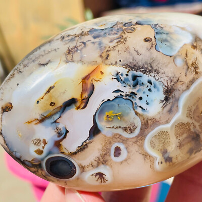 364g Natural Dendritic Agate Crystal Polishing Palm Stone Specimen