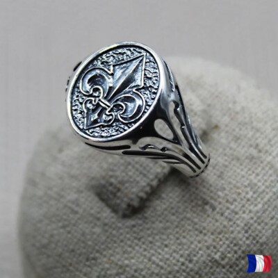 Bague Fleur de Lys  Argent 925, chevalière fleur de Lys, 5 tailles disponible.