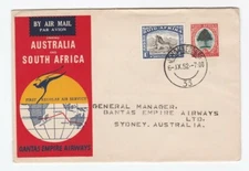 AFC1426a) 1952 South Africa – Australia official Qantas First Flight Cover AAMC 