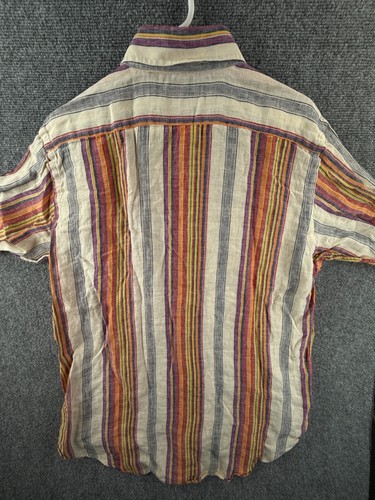 Etro Milano Italy Langarm Hemd Leinen gestreift bunt Knopfleiste Logo XL - Bild 19 von 24