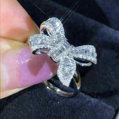 2Ct Baguette Cut Lab Created Diamond Wedding Ring 14K White Gold Plated Silver