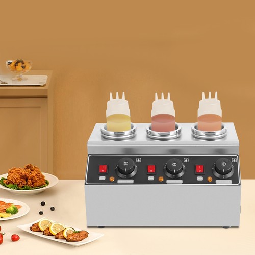 Commerical 3 Bottles Electric Sauce Warmer Machine Hot Chocolate Warming 240W