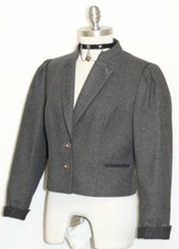 ALPHORN JACKET Coat GRAY WOOL Women German Fitted Riding Swing Short 40 8 S B38"