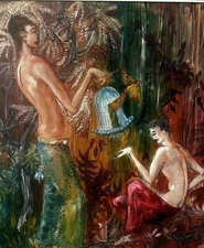 MALAYSIAN Modern Art- Ismail Mustam,Kuala Lumpur Artist DBP Mural Painting,Asian