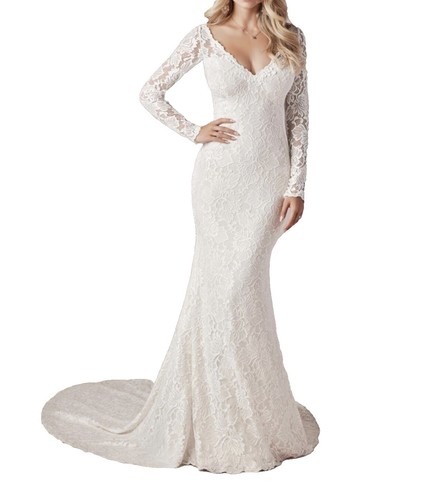 needle and thread long sleeve wedding dress Elegant Long Sleeve A-Line Gown with Floral Beading – Lotus Threads Bridal