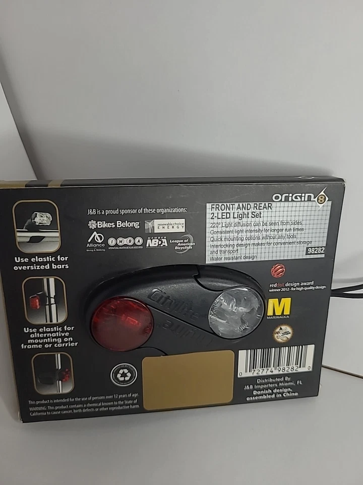 Origin8 OR8 CityLite LED Interlock Light Combo City Light 2 LED Front/Rear Bike - Image 3 of 3