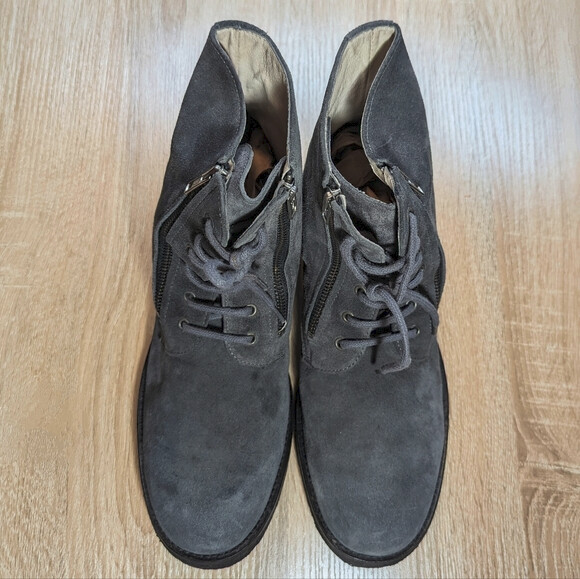 YMC Grey Suede Zip Boots Lace-up Zipper Gray Tactical 