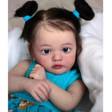 24" Finished Reborn Baby Toddler Doll Ayana Cute Girl Long Brown Hair Handmade