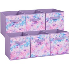 Fabric Storage Cubes, 6 Pack Foldable Storage Bins with Handle, 11 Inch Box f...