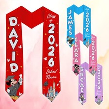 Personalized Mickey And Friends Class Of 2026 Graduation Stole Sash