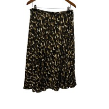 Coldwater Creek Women Maxi Skirt PL Brown Abstract Leopard Flowy Boho Whimsigoth