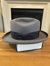 Agnoulita HNC Hat Works Custom 100X Pure Beaver Gray Lords Hat Homburg 7 ⅝ LO