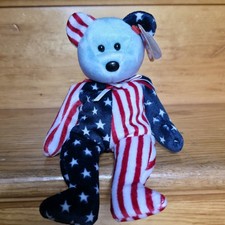 Ty Beanie Baby Spangle Bear 1999 American Flag Patriotic Plush w/ Tags