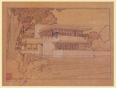 Thomas Gale House Oak Park IL Architectural Drawing by Frank Lloyd Wright   1909