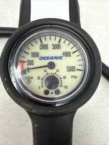Oceanic 5000 PSI SPG Submersible Pressure Gauge + Thermometer 5,000 & Compass