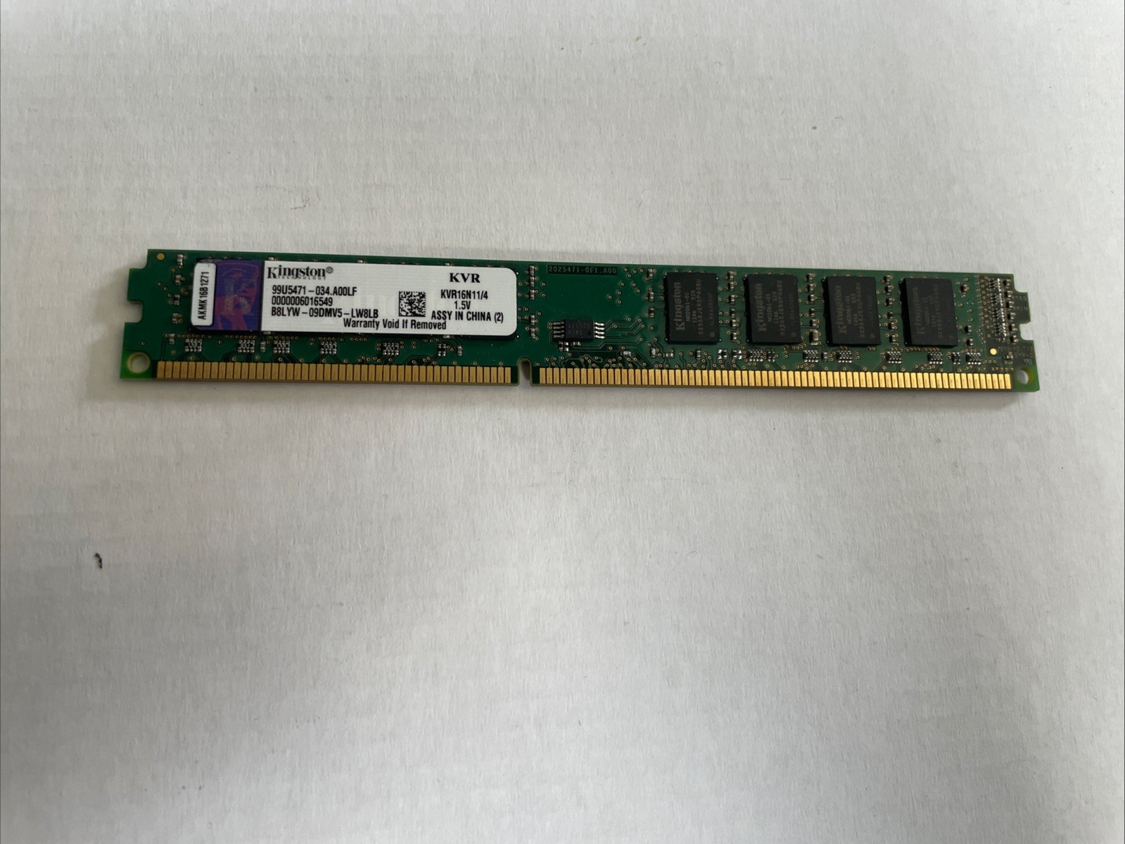 Kingston KVR16N11/4 4 GB 240 pin DDR3 1600 MHz PC3-12800 Ram/Memoria